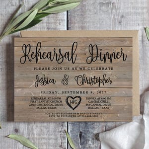 PRINTABLE Wedding Rehearsal Dinner Invitation Template Printable / Editable 5&quot;x7&quot; - Wood / Barn / Ranch / Rustic Wedding Rehearsal