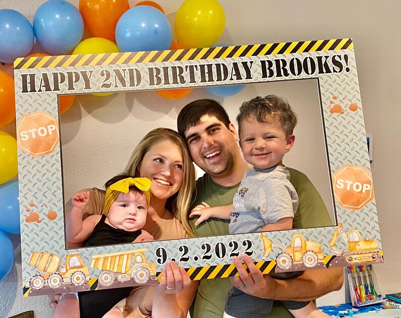 Construction Photo Prop Frame Template Childs Birthday Party Photo Prop Dump Everything Theme Decor Selfie Frame Editable