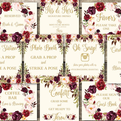 Printable Wedding Signs Bundle Wedding Signs Template - Etsy