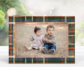 Plaid Photo Christmas Card Template: Preppy Holiday Design (Instant Download)