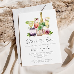 Stock the Bar Shower Invitation Template, Stock Their Bar Couples Shower, Jack and Jill Shower, DIY Printable Shower, Couples Bar Shower