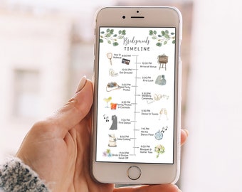 Bridesmaid Itinerary: Greenery Wedding Timeline (Digital)