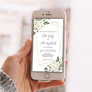Digital Wedding Invitation Template, Southern Magnolia Electronic Wedding Evite, Wedding Text, Greenery Eucalyptus, Digital Wedding Invite