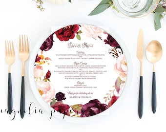 Floral Runde Hochzeit Dinner Menu Template (Printable)