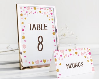 Valentines Table Number, Place Card Template, Valentines Day Table Decor, Valentines Food Tent Card, Valentine Party Decoration, Download