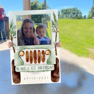 Safari Truck Photo Prop Frame Template, Child's Birthday Party Photo Prop, Jungle, Safari Theme Decor, Selfie Frame, Editable Frame, DIY