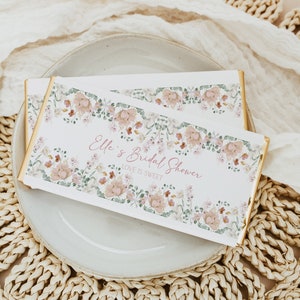 Wildflower Candy Bar Wrapper Printable, Pink floral Chocolate Bar Candy Wrapper Template, DIY Love is Sweet Candy Bar Instant Download, Elle