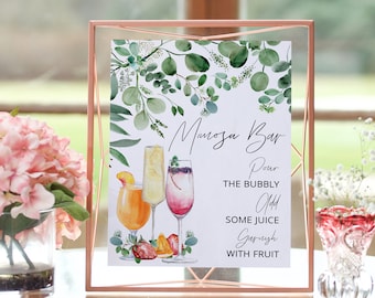 Mimosa Bar Sign Download, Printable Mimosa Sign, Mimosa Juice Label Tags, Instant Download, Watercolor Champagne Bar Sign, Mimosa Brunch