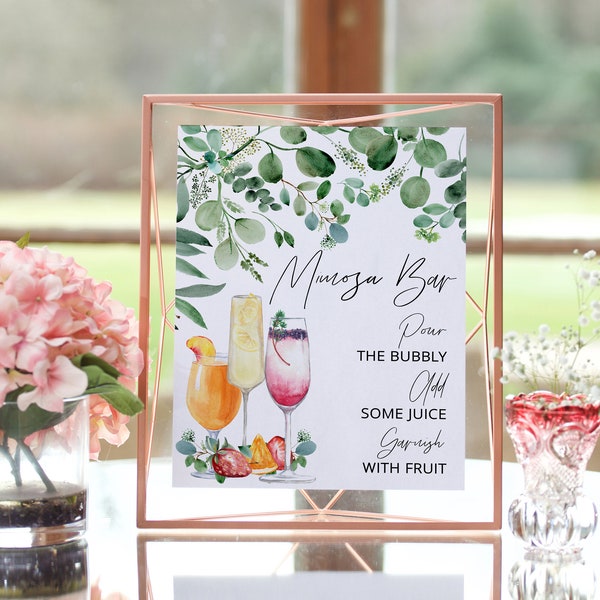 Mimosa Bar Sign Download, Printable Mimosa Sign, Mimosa Juice Label Tags, Instant Download, Watercolor Champagne Bar Sign, Mimosa Brunch