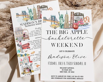 New York City Bachelorette Weekend Itinerary + Invite Template, Editable Itinerary, Big Apple Agenda, Girls Weekend Schedule, Text/Print