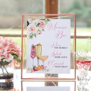 Momosa Template, Mimosa Editable Drink Menu, Bubble Bar Printable Bar Menu, Champagne Toast Sign, 7,000+ Drink Images, Blush Pink Gold
