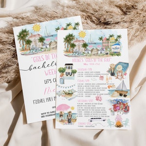 Gulf Shores Alabama Bachelorette Weekend Itinerary + Invite, Template, Hen Party Itinerary, Bridal Shower, Girls Weekend Schedule, Text