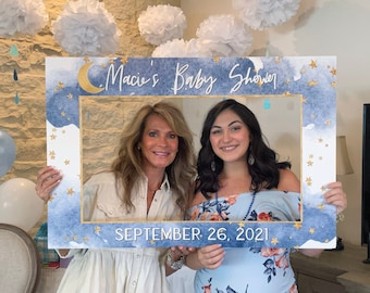Moon and Stars Baby Shower Photo Prop Frame Template (DIY)