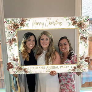 Christmas Party Photo Prop Frame PRINTED, Holiday Party Photo Booth, Ready to Use, Rustic Holiday Party Decor Photo Booth, Selfie Frame