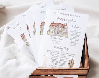 Infographic Wedding Program Template, Church Wedding Ceremony Program, Wedding Day Timeline Program Card, Modern Infographic Program -B