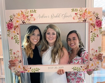 Photo Prop Frame PRINTED, Ready to Use, Blush Pink Floral Bridal Shower / Baby Shower / Wedding Photo Booth, Boho Photo Prop, Selfie Frame