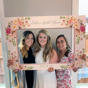 Photo Prop Frame PRINTED, Ready to Use, Blush Pink Floral Bridal Shower / Baby Shower / Wedding Photo Booth, Boho Photo Prop, Selfie Frame