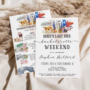 Austin Bachelorette Weekend Itinerary Template, Editable Bachelorette Itinerary + Invite, Bach Party, Girls Weekend Schedule, Text or Print