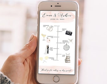 Greenery Wedding Itinerary Template: Electronic Mobile Timeline (Digital Download)