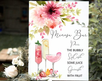 Mimosa Bar Sign Download, Printable Mimosa Sign, Printable Bridal Shower Sign, Mimosa Juice Label Tags, Instant Download, Mimosa Brunch