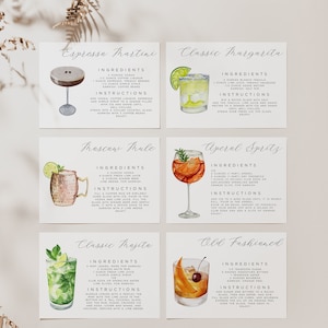 Cocktail Recipe Cards Template, Editable Drink Recipe Card, Printable Recipe Card, Cocktail Party Drink Card, DIY Recipe Cards 4,000 Images image 1
