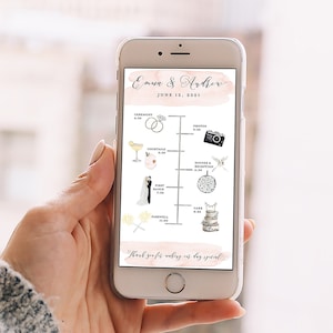 Modèle d'itinéraire de mariage, chronologie de mariage électronique, chronologie de téléphone portable, chronologies numériques de verdure, Smartphone iPhone modifiable