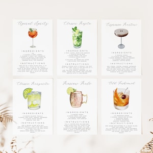 Cocktail Recipe Cards Template, Editable Drink Recipe Card, Printable Recipe Card, Bar Drink Card, DIY Recipe Cards 4,000+ Drink Images
