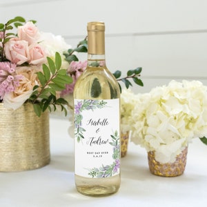 Wine Label Printable, Wine Label Wedding Template, Greenery Wine Label, Lavender Floral Wine Label Printable, Printable Botanical Wine Label