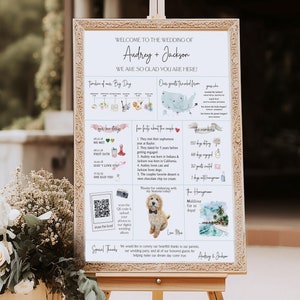 Infographic Wedding Welcome Sign Template, Printable Wedding Welcome Sign, Wedding Day Timeline Welcome Sign, Modern Graphic Welcome Sign
