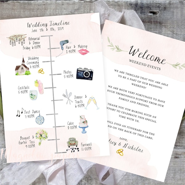 Wedding Timeline, Editable Timeline, Printable Wedding Schedule, Order of Events, Wedding Day Timeline, Printable Wedding Itinerary Template