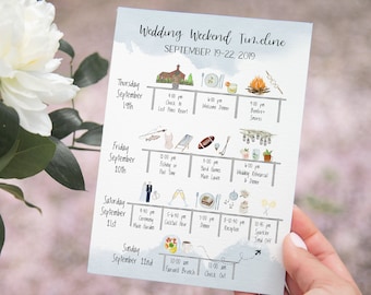 Wedding Weekend Timeline Template, Printable Editable Wedding Itinerary, Order of Events, Wedding Weekend Schedule, DIY Wedding Itinerary