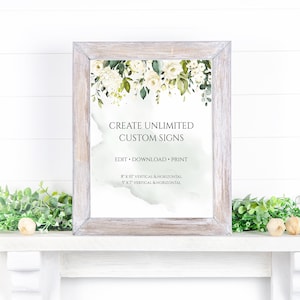 Southern Greenery Wedding Sign Bundle, Hydrangea Watercolor Wedding Signs Template, Unlimited Wedding Signage, Eucalyptus Boho Rustic Signs