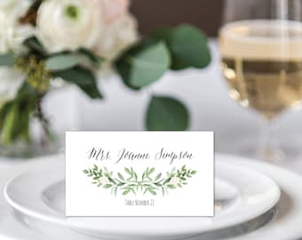 Place Cards Template, Avery Place Cards Printable, Wedding Place Card Template, Greenery Tented Place Cards, Name Cards, Food Label