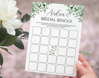 Plantilla de tarjeta de bingo para despedida de soltera con eucalipto (descarga instantánea)