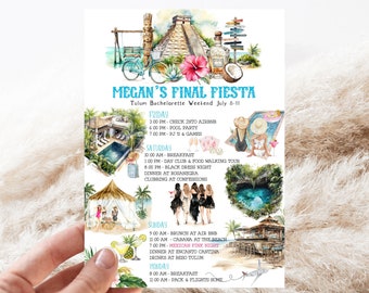 Tulum Bachelorette Weekend Itinerary + Invite Template, Editable Party Itinerary, Tulum Mexico Girls Weekend Schedule, Bach Text or Print