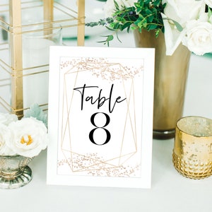 Geometric Gold Glitter Table Numbers 1-30 Plus Reserved Signs (Printable Template)