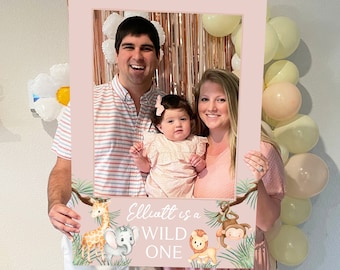 Jungle Wild One Photo Prop Frame: Safari Birthday, DIY Template