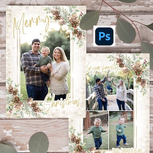 Christmas Card Template, Photoshop Christmas Card Template, PSD Template, Mini Session template for photographers, Portrait Christmas Card