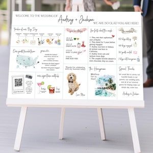 Infographic Wedding Welcome Sign Template, Unique Wedding Welcome Sign, Wedding Day Timeline Welcome Sign, Modern Graphic Welcome Sign