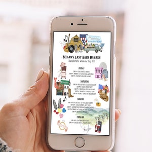 Plantilla de itinerario de fin de semana de despedida de soltera en Nashville, itinerario de despedida de soltera imprimible, despedida de soltera, horario de fin de semana para niñas, texto e imprimible