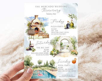 Tuscany Wedding Weekend Timeline Template, Italian Printable Editable Wedding Itinerary, Order of Events, Italy Wedding Weekend Schedule