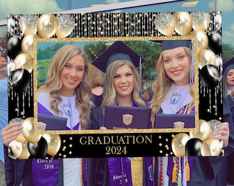 Graduation Photo Prop Frame Template, Grad Party Photo Booth Printable, 2024 Grad Party Decor Sign, Prom Photo Prop, Birthday Photo Prop