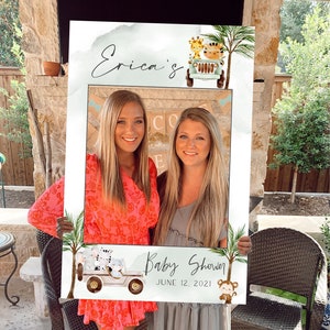 Photo Prop Frame afdrukbare sjabloon, baby shower foto prop, jungle, safari dieren thema baby shower stand, selfie frame, jongen of meisje, DIY