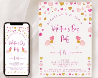 Editable Valentine's Day Party Invitation Template (Digital Download)