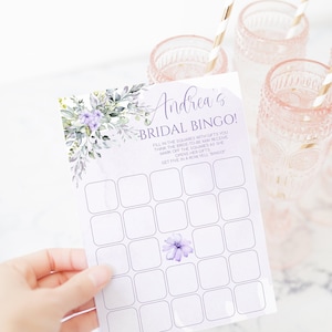 Brautparty Bingo Kartenvorlage, Sukkulenten Lavendel druckbare Hochzeit Dusche Bingo Spiel, lila Hochzeit Dusche Spiel, sofortiger Download