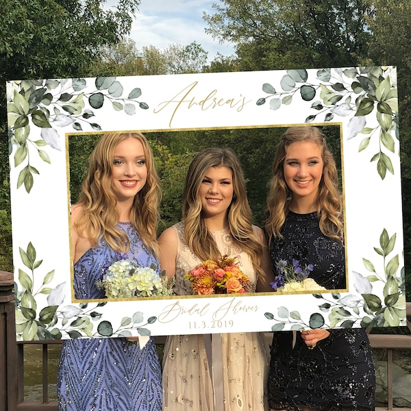 Bridal Shower Photo Prop Frame Printable Template, Greenery Wedding / Hen Party Photo Frame, Succulent Eucalyptus Frame, Social Media Frame