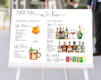 Drunk in Love Bar Menu Template, Modern Editable Drink Menu, Minimalist Printable Bar Menu, Signature Drink, 4,500+ Images, Mobile Bartender