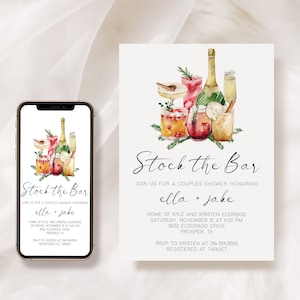 Stock the Bar Shower Invitation Template, Christmas Stock Their Bar Couples Shower, Jack and Jill Shower, DIY Printable Couples Shower
