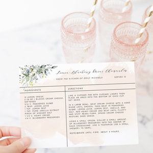 Editable Recipe Card Template, Printable Recipe Card, 4x6 DIY, Succulent Recipe Card Template, Instant Download, Bridal Shower Recipe Card