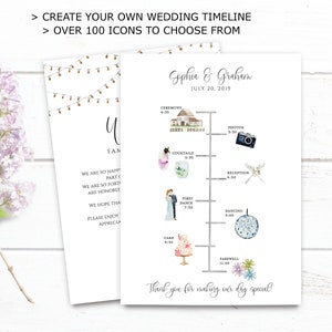 Wedding Timeline Printable, Editable Timeline, Rustic Wedding Welcome, Order of Events, Wedding Day Timeline, DIY Wedding Itinerary Template